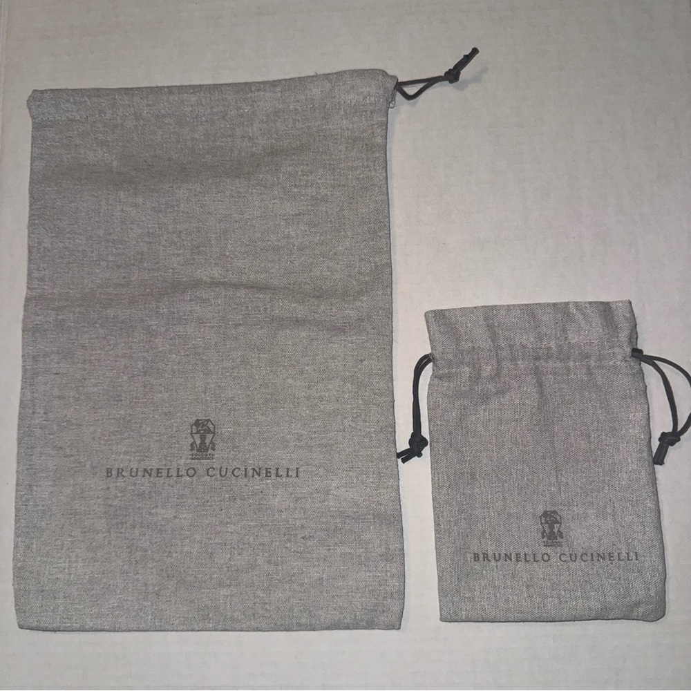 New! Brunello Cucinelli Gray Drawstring Bags - Unisex